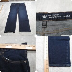 Gap Jeans Mens‎ 35x29 Dark Wash Denim Slim Stretch Zip Fly Straight Flex Whisker